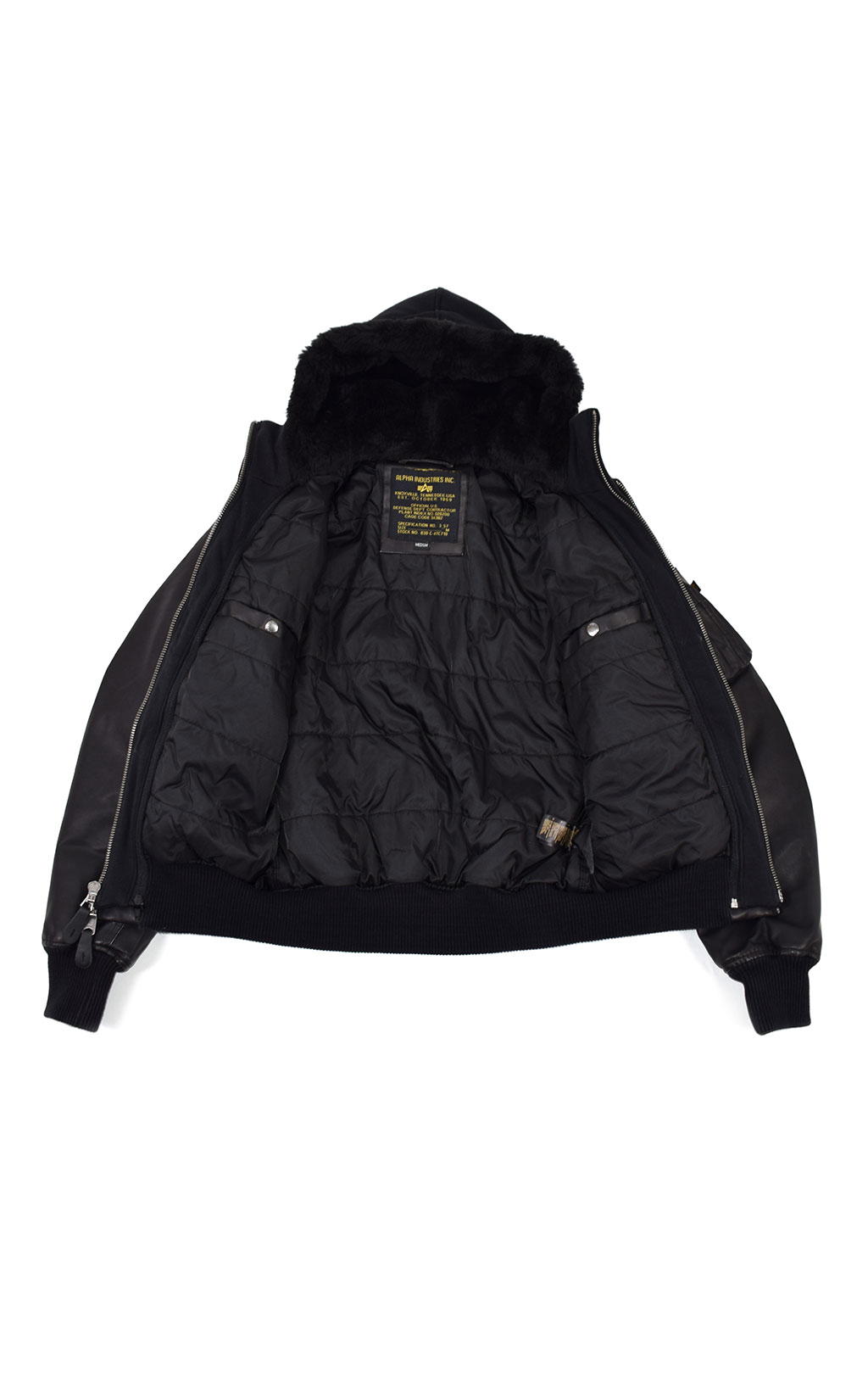 Куртка-бомбер лётная ALPHA INDUSTRIES MA-1 D-Tec FL экокожа black/black 