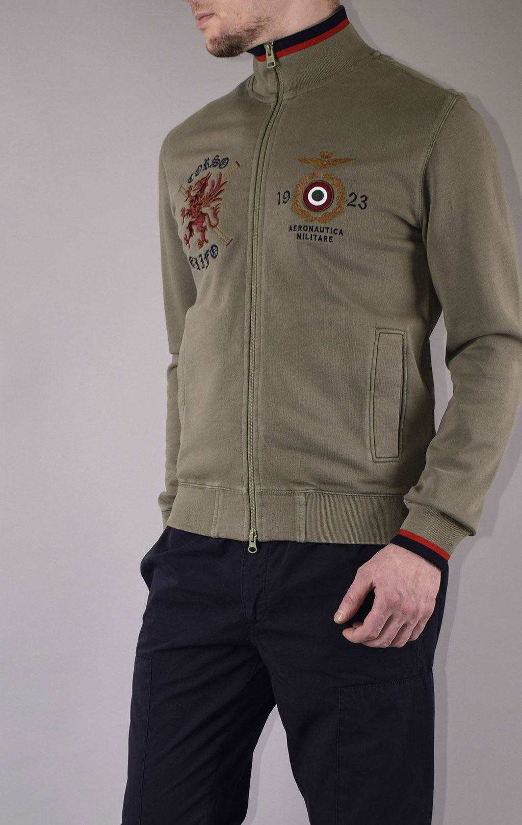 Олимпийка AERONAUTICA MILITARE SS 20/IN verde militare (FE 1488) 