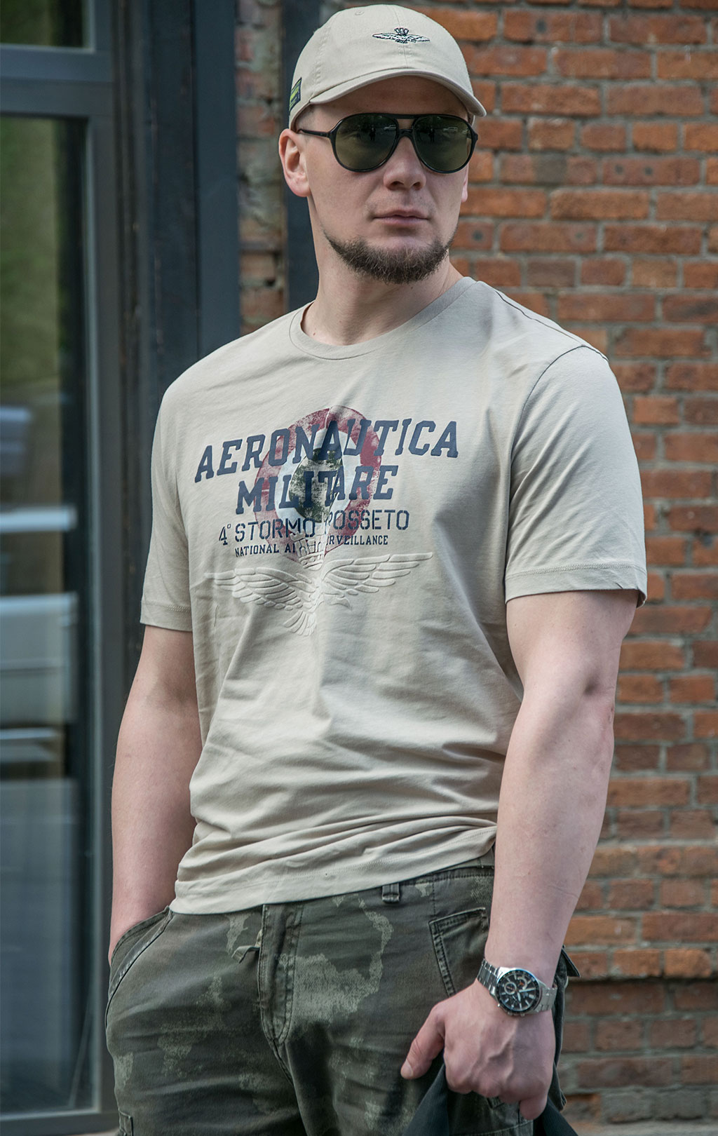 Футболка AERONAUTICA MILITARE big size SS 22/TR sabbia (TS 1940) 