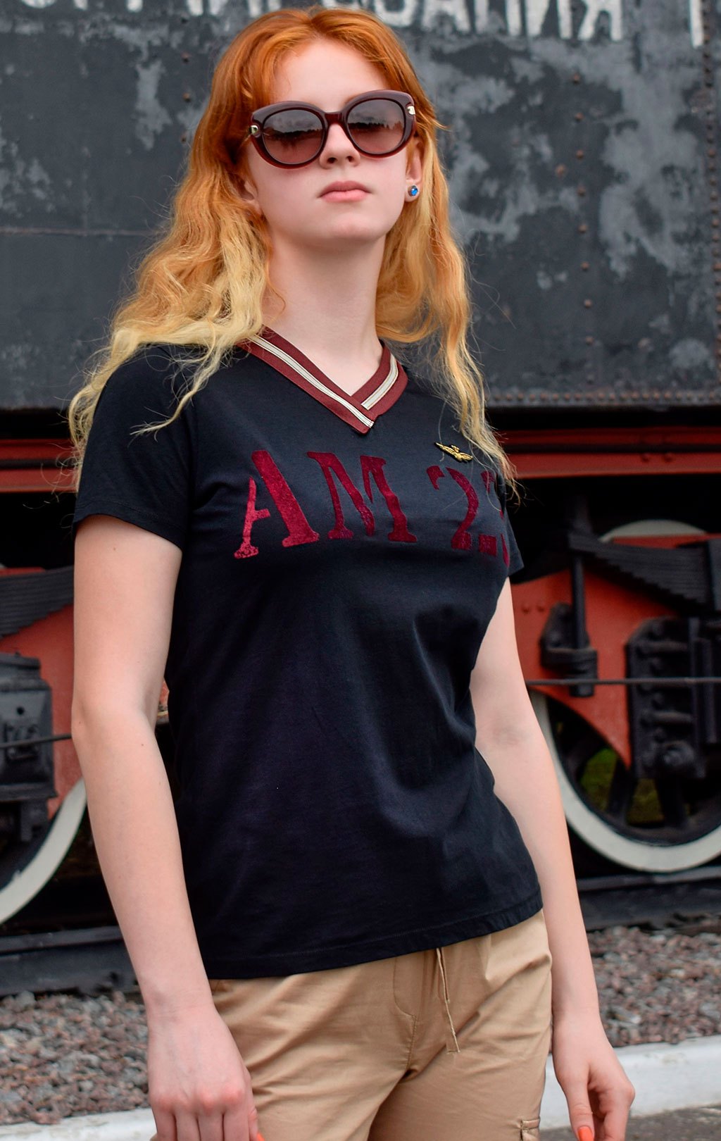 Женская футболка AERONAUTICA MILITARE FW 19/20 nero (TS 1687) 
