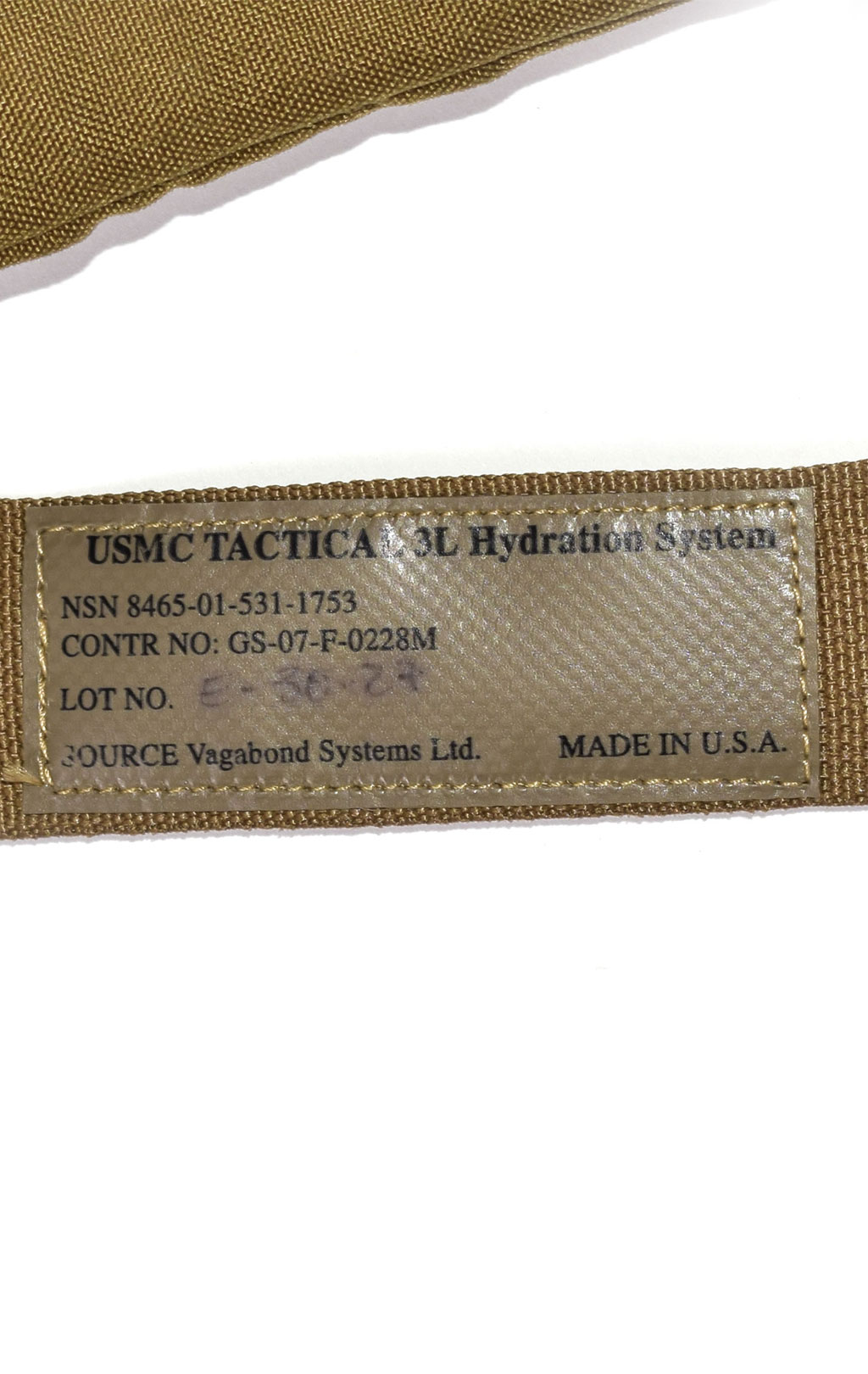 Питьевая система армейская USMC Tactical на молнии, горловина снаружи, 3L coyote 