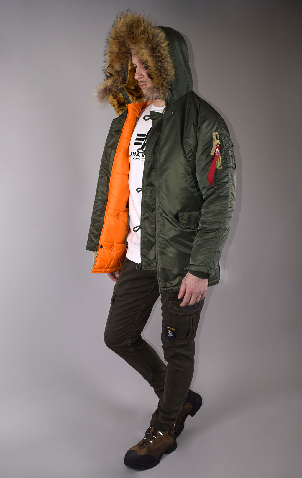 Аляска ALPHA INDUSTRIES N-3B ART VF натур. мех sage green 