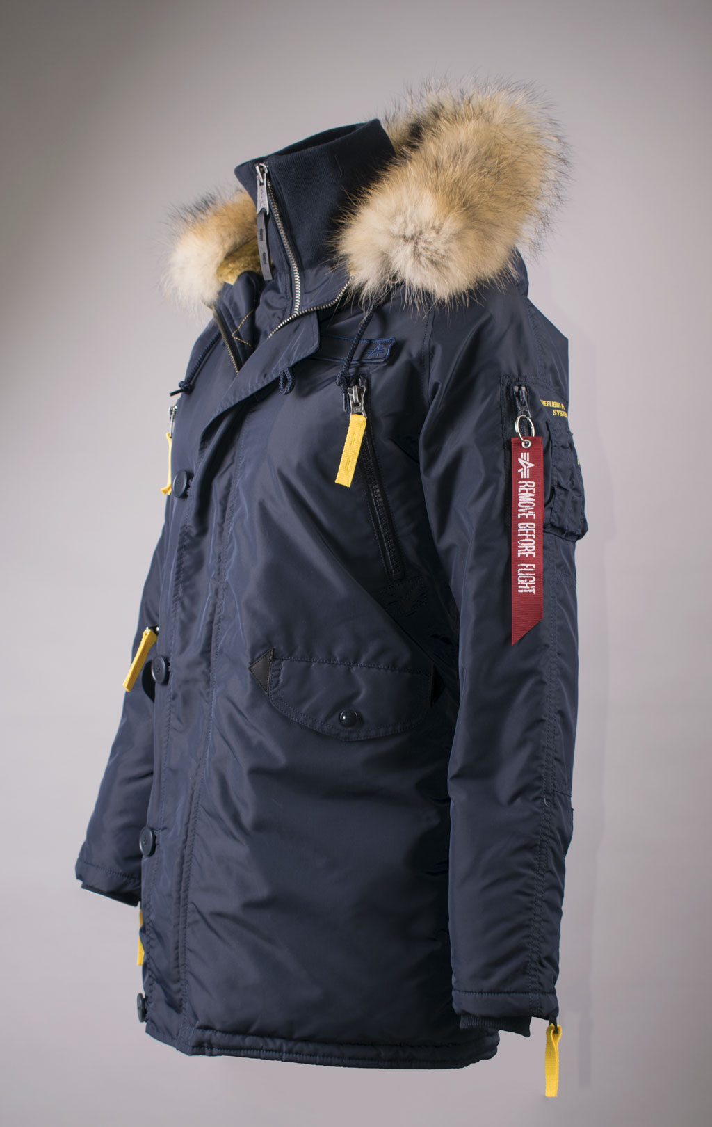 Женская аляска ALPHA INDUSTRIES N-3B PPS натур. мех rep. blue 
