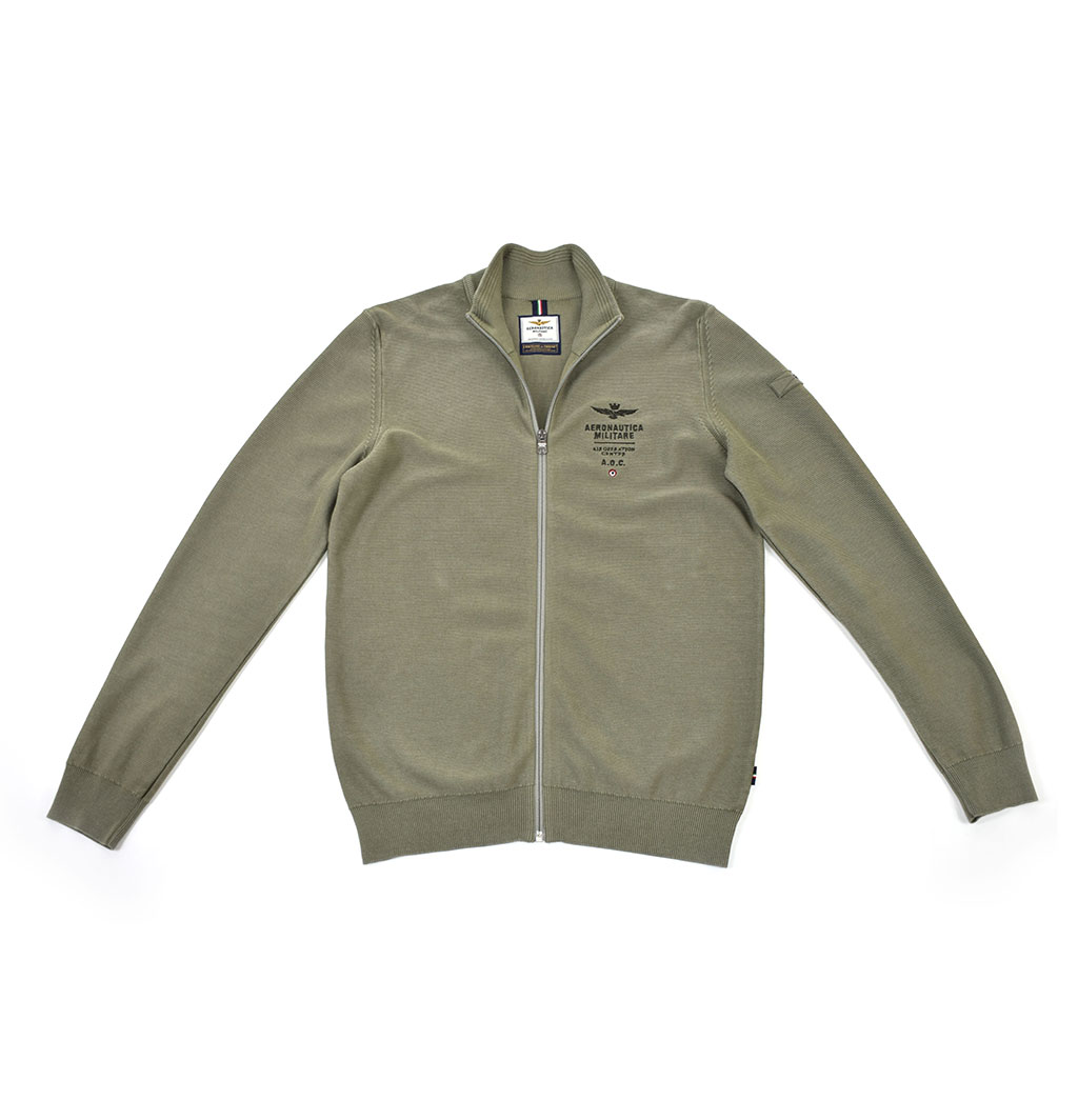 Свитер на молнии AERONAUTICA MILITARE SS 20/IN verde militare (MA 1259) 
