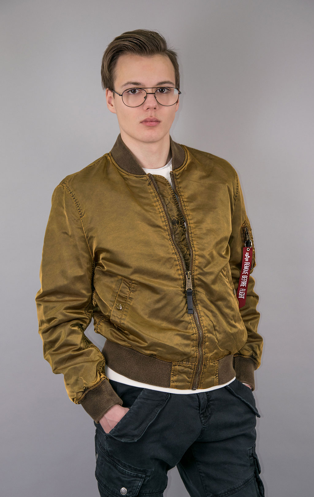 Ветровка-бомбер ALPHA INDUSTRIES MA-1 VF LW BATTLEWASH washed orange 