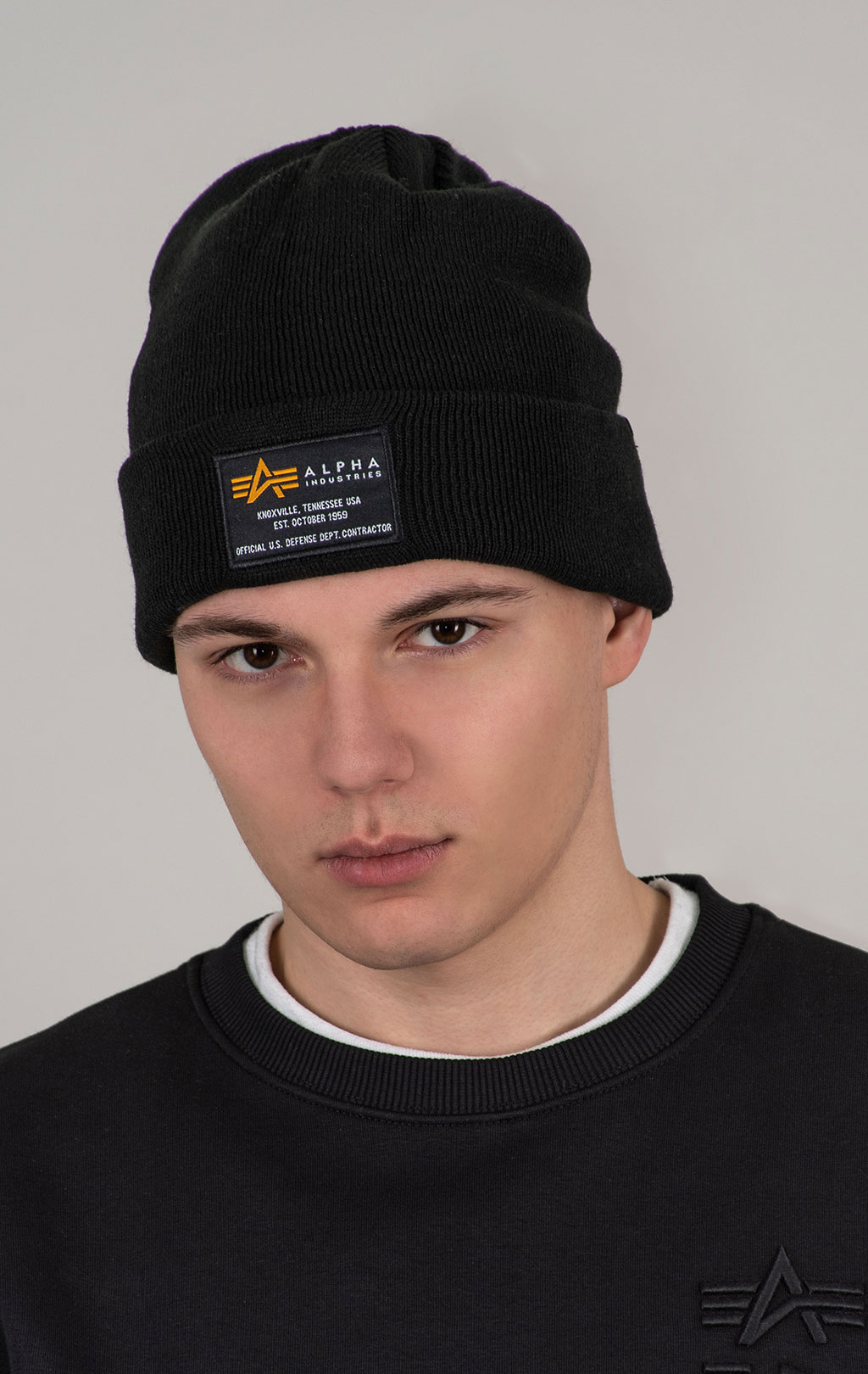 Шапка ALPHA INDUSTRIES CREW BEANIE black 