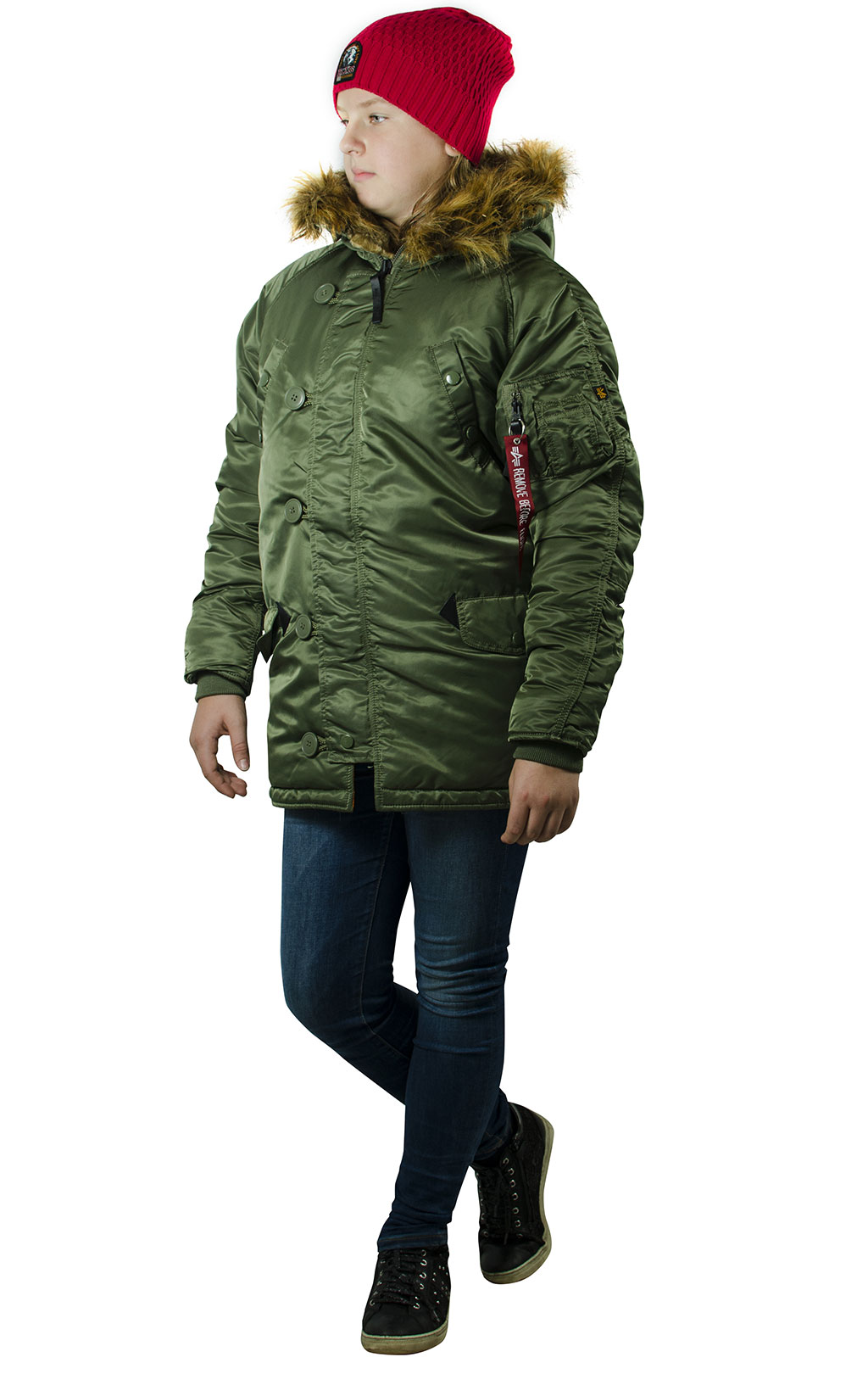 Детская аляска длинная ALPHA INDUSTRIES N-3B VF sage green 
