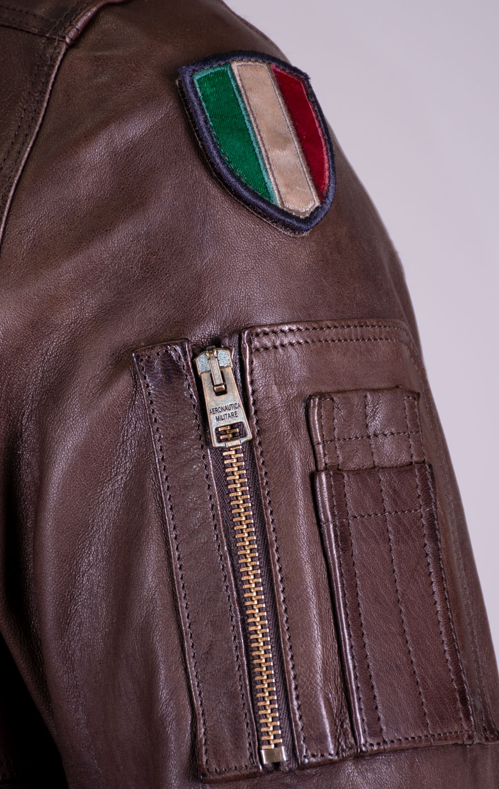 Куртка-пилот AERONAUTICA MILITARE big size кожа SS 26/IT marrone (PN 5058) 