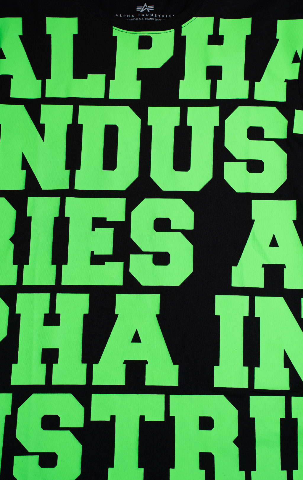 Футболка ALPHA INDUSTRIES BIG LETTERS T black/neon green 
