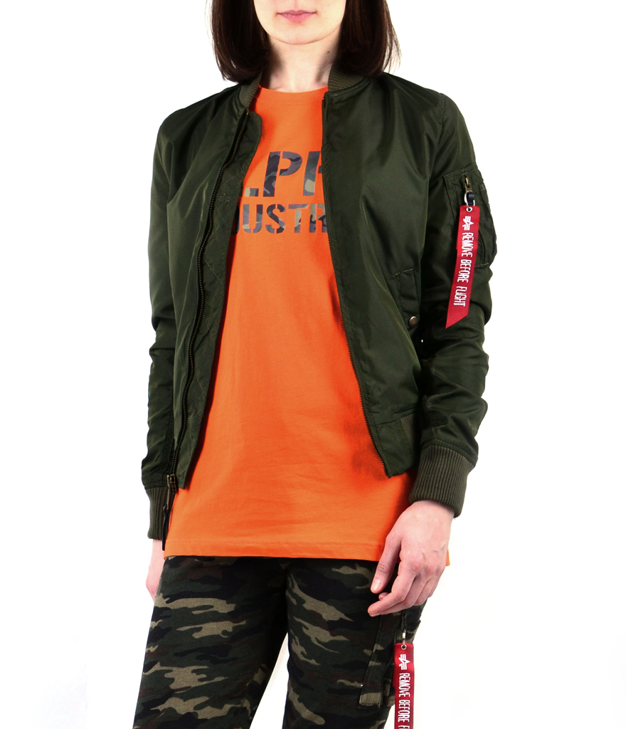 Женская ветровка-бомбер ALPHA INDUSTRIES TT MA-1 dark green 