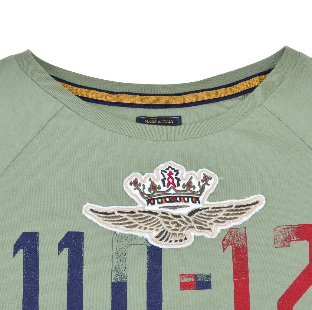 Женская футболка AERONAUTICA MILITARE рукава 3/4 verde militare (TS 1506) 