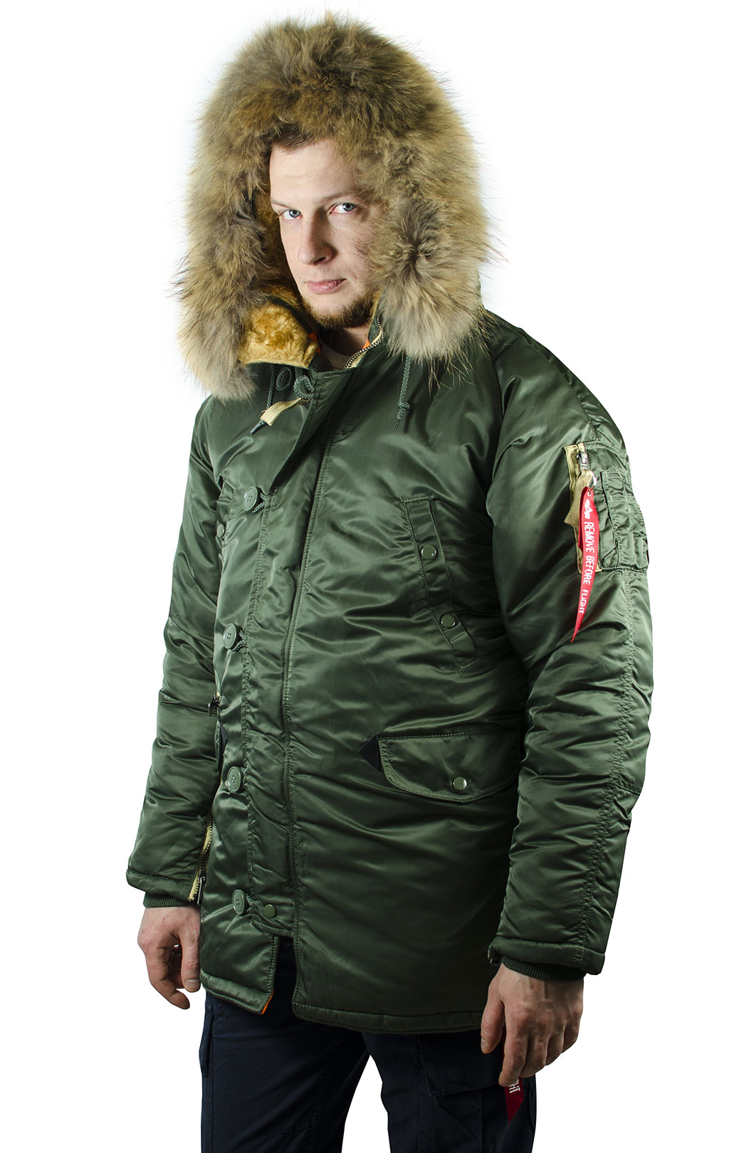 Аляска ALPHA INDUSTRIES N-3B ART VF big size натур. мех sage green 