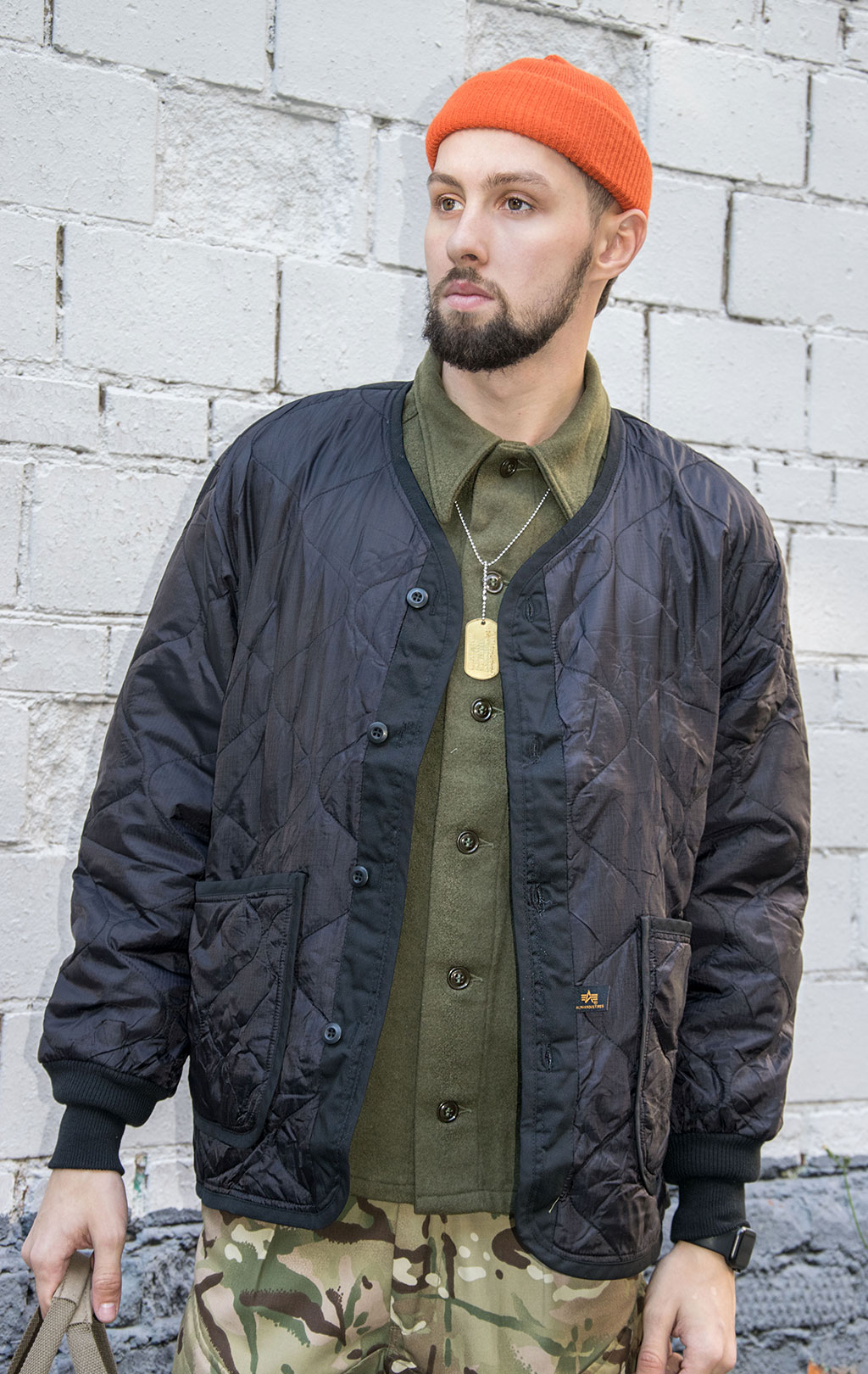 Куртка-подстёжка ALPHA INDUSTRIES M-65 CLASSIC big size с карманами и манжетами black 