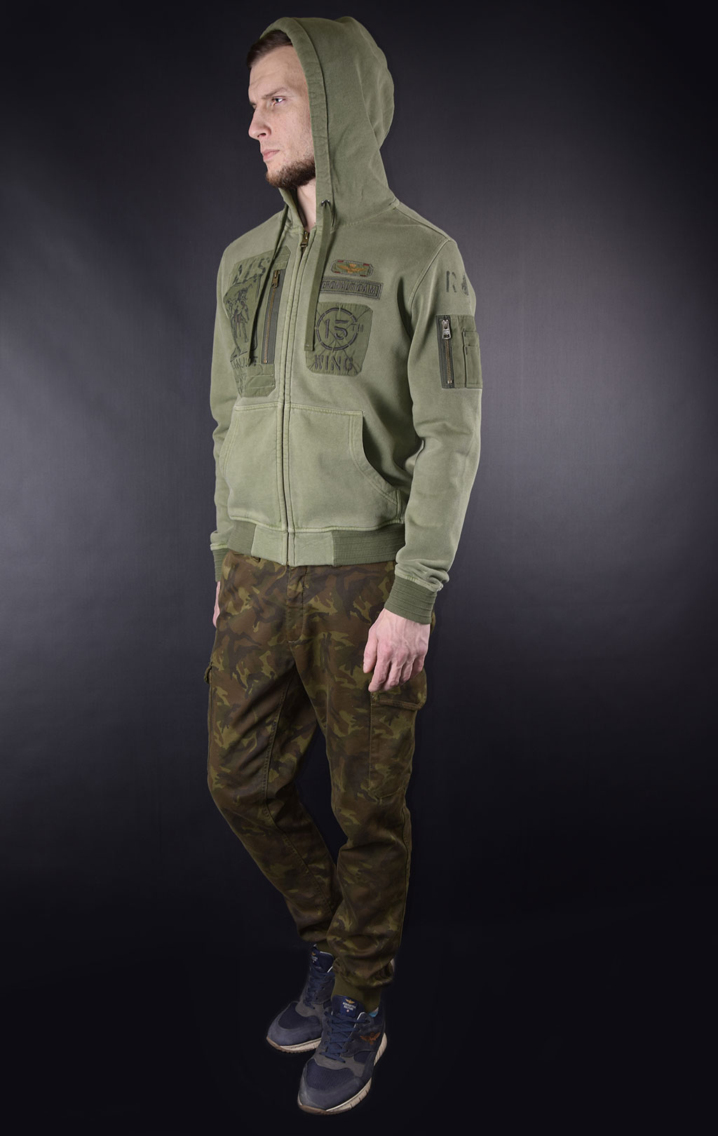 Толстовка AERONAUTICA MILITARE verde salvia (FE 1327) 
