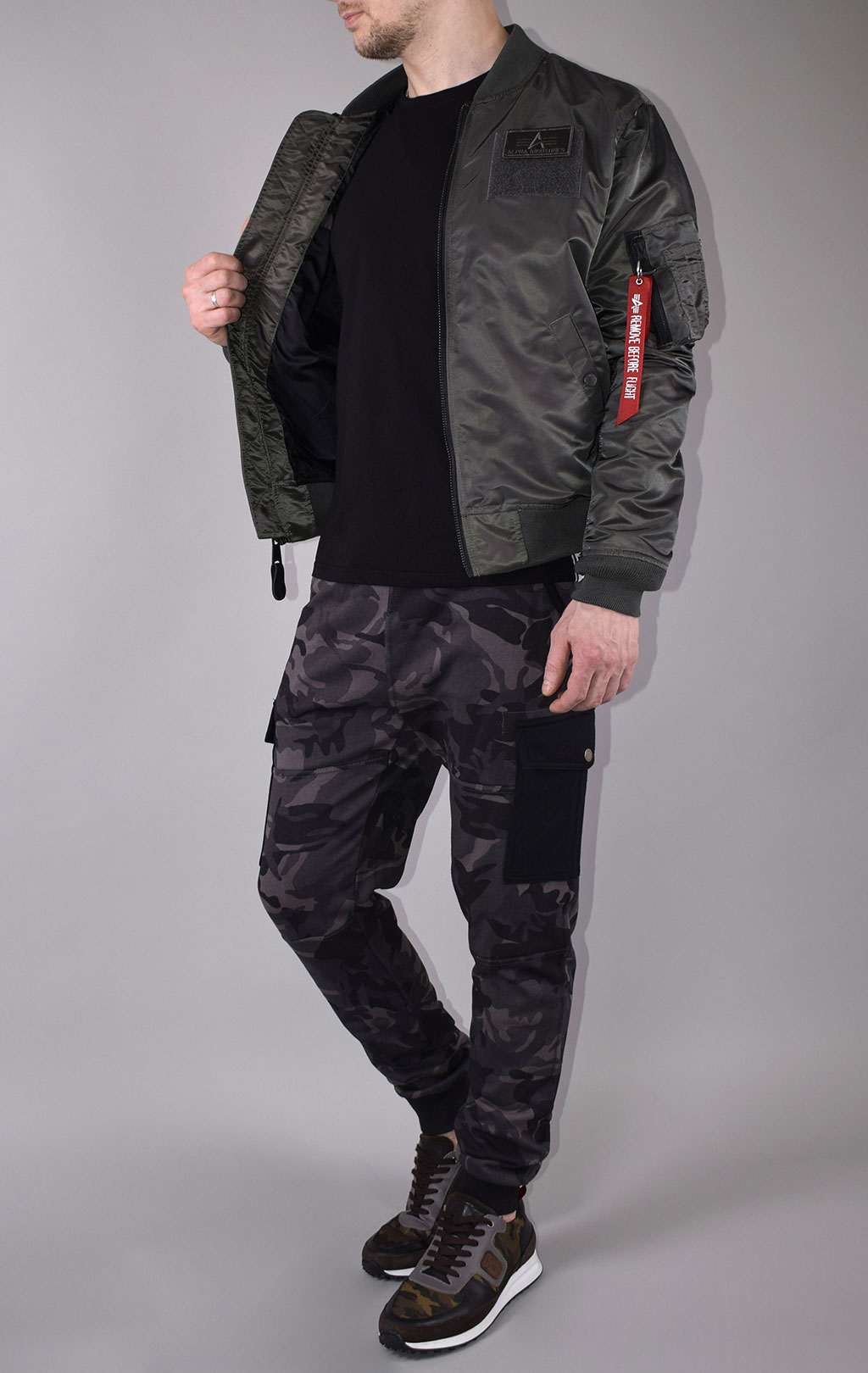 Ветровка-бомбер ALPHA INDUSTRIES MA-1 TT CUSTOM greyblack 