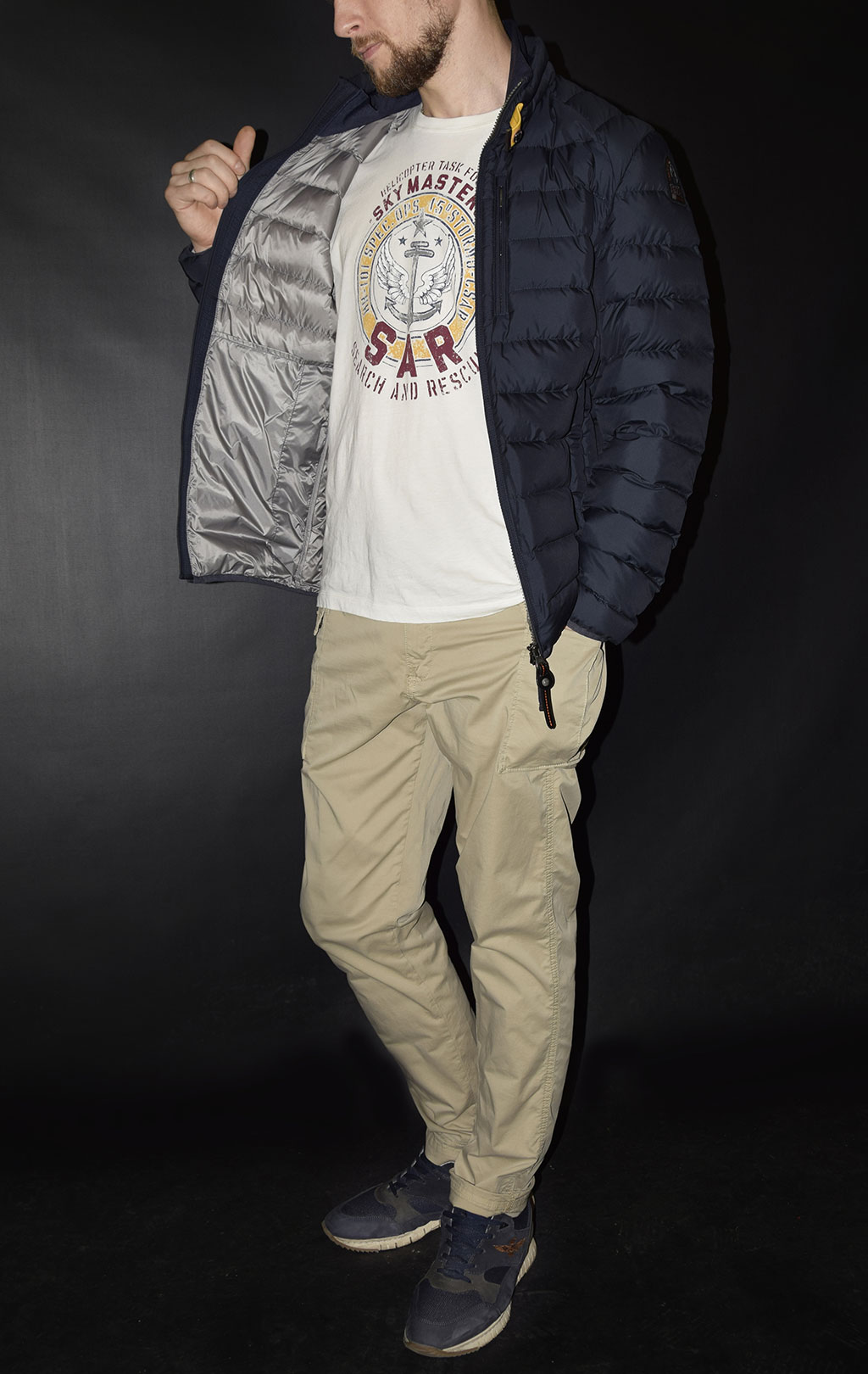 Куртка-пуховик лёгкая PARAJUMPERS UGO blue black 
