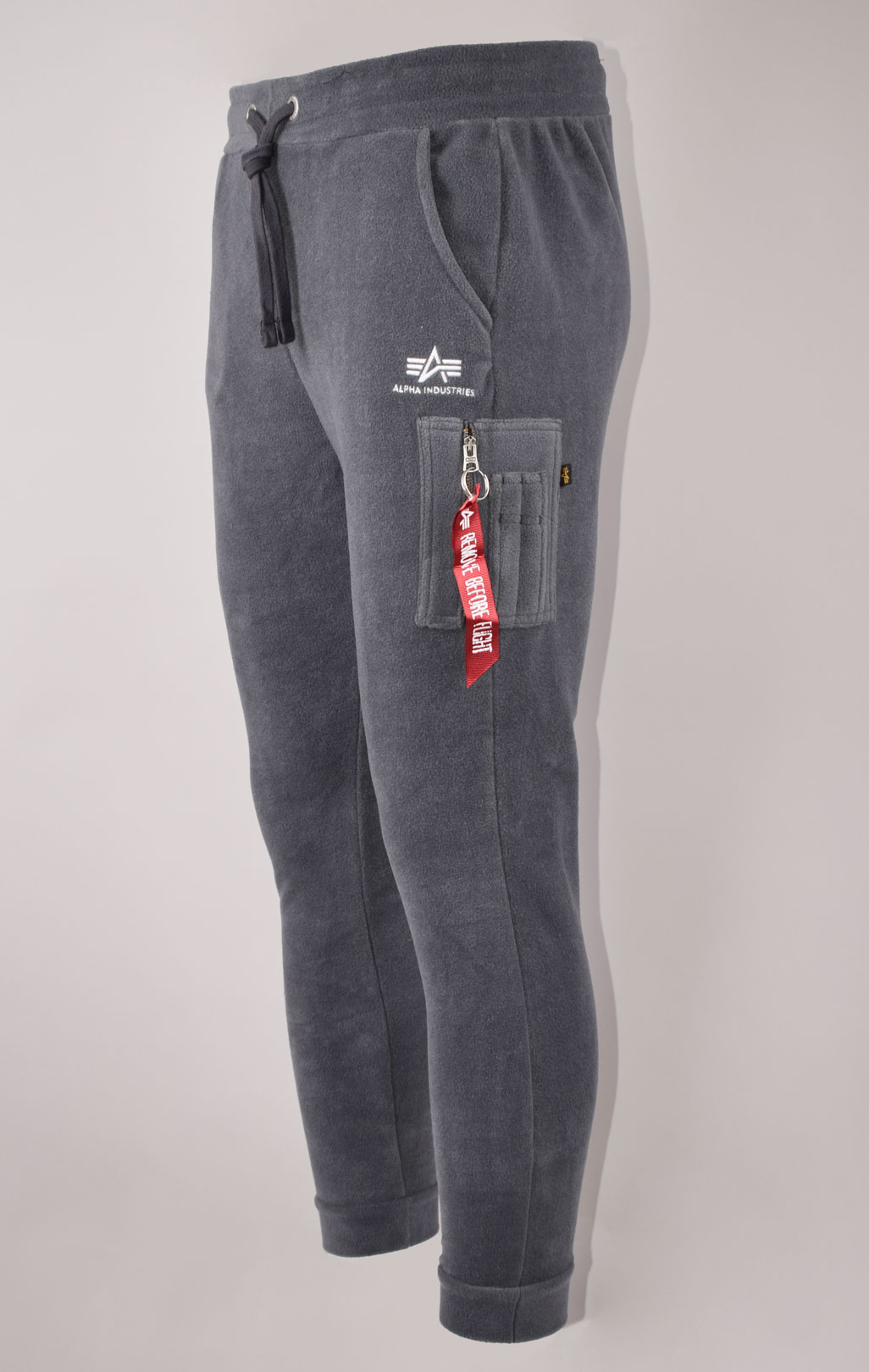 Брюки спортивные джоггеры ALPHA INDUSTRIES BASIC JOGGER SMALL LOGO POLAR greyblack 