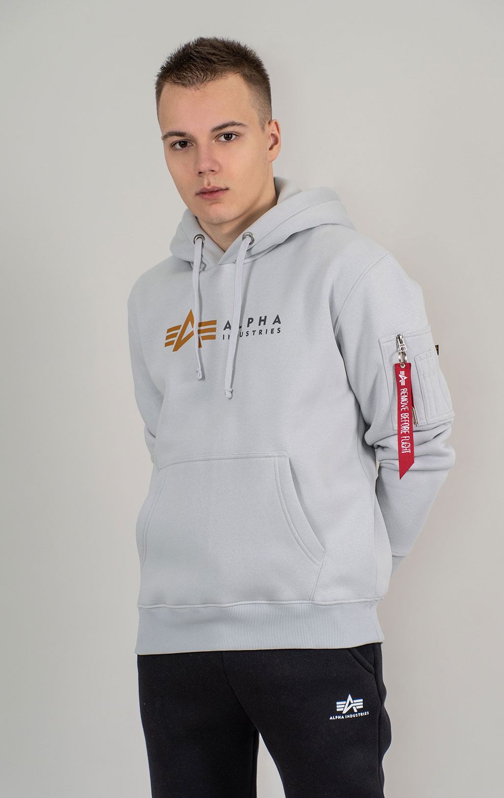Толстовка ALPHA INDUSTRIES ALPHA LABEL HOODY pastel grey 