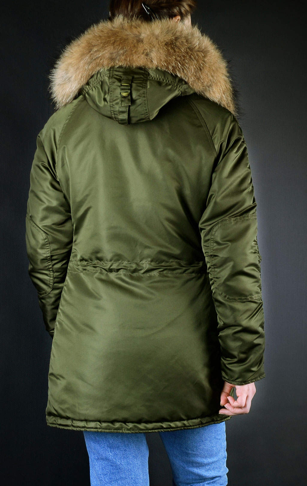 Женская аляска ALPHA INDUSTRIES N-3B VF 59 натур. мех dark green 
