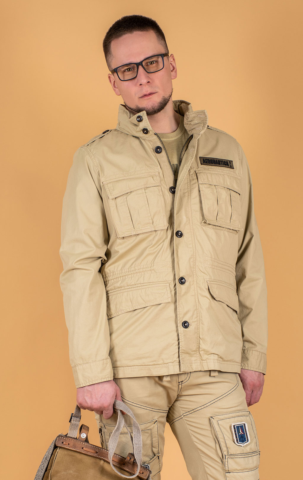 Ветровка AERONAUTICA MILITARE M-65 big size SS 25 m/IN antelope beige (AB 2212) 