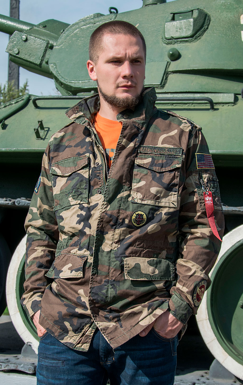 Ветровка ALPHA INDUSTRIES M-65 HUNTINGTON PATCH camo woodland 