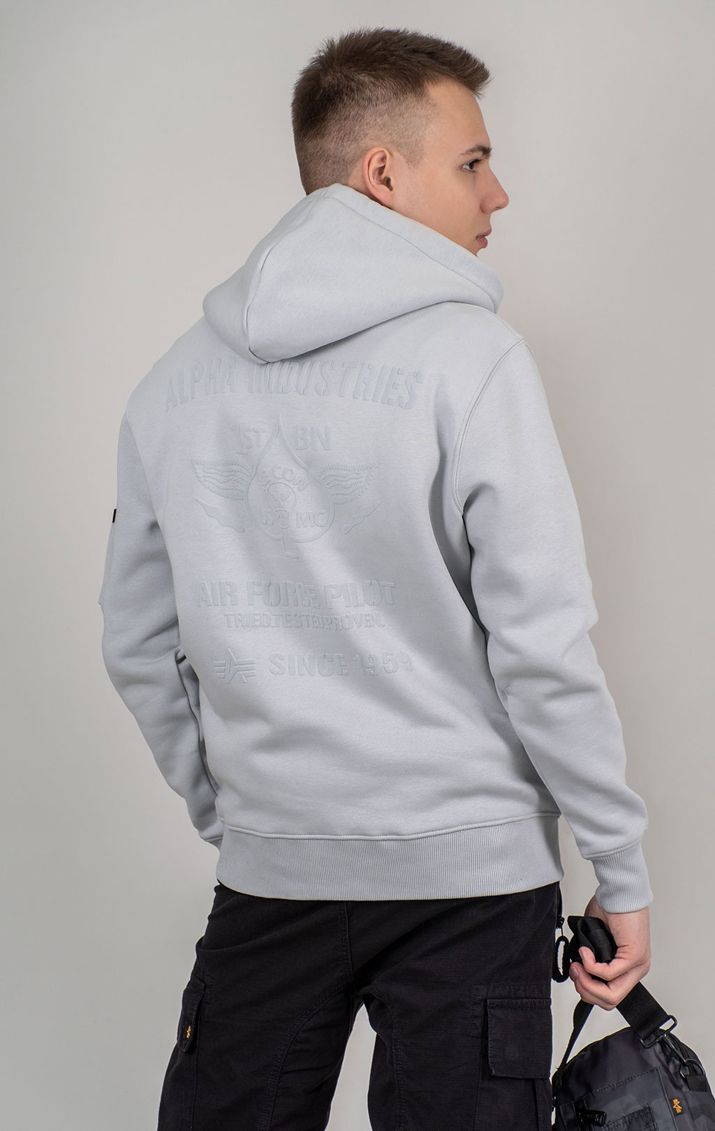 Толстовка ALPHA INDUSTRIES AIR FORCE HOODY pastel grey 