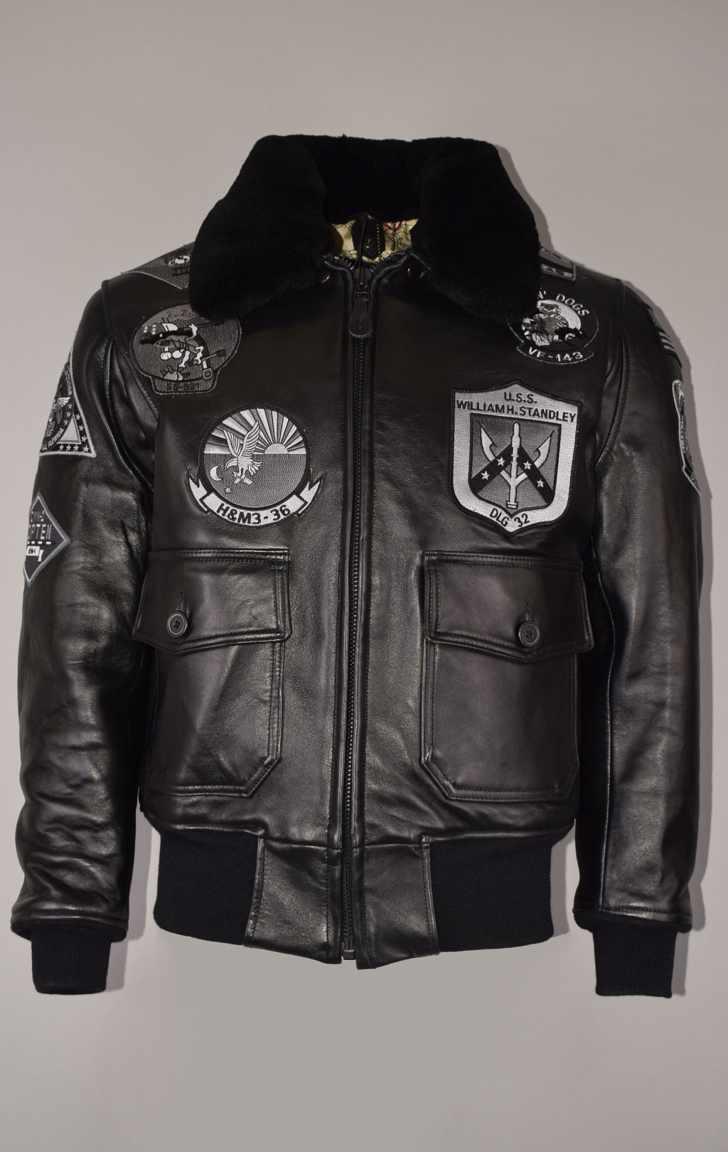 Куртка летная COCKPIT G-1 STEALTH TOP GUN кожа black (Z21W106) 