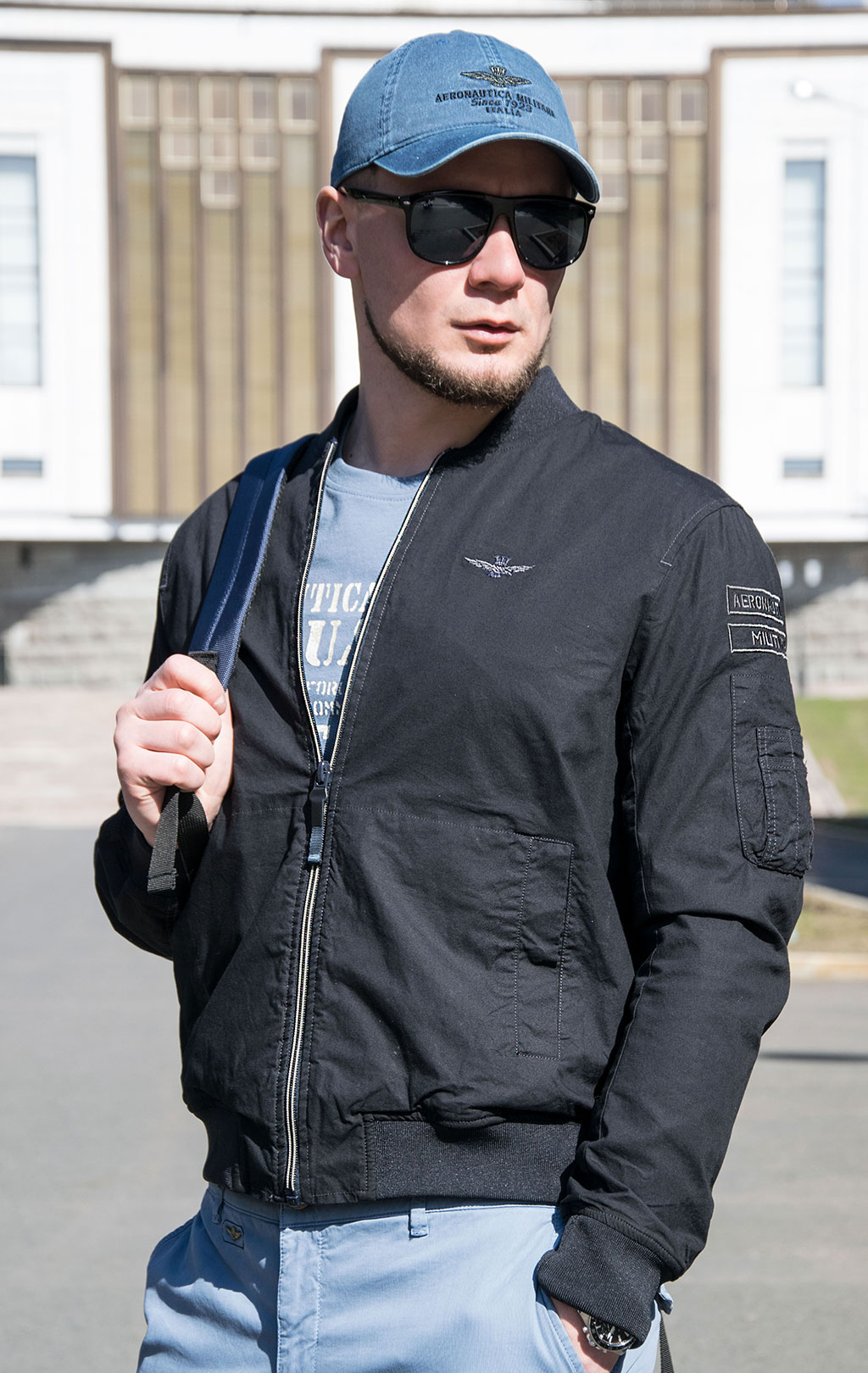 Ветровка-бомбер AERONAUTICA MILITARE SS 23 m/TR blue black (AB 2089) 
