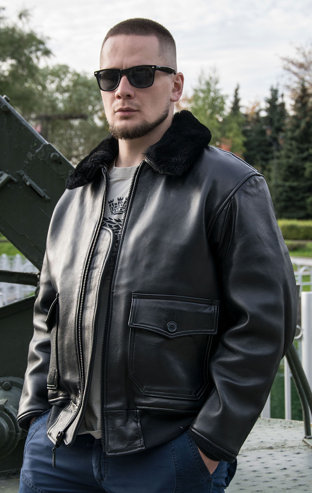 Куртка-пилот COCKPIT G-1 NAVY кожа black (Z201035) 