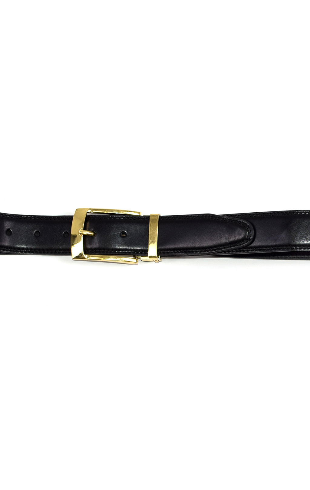 Ремень одношпеньковый кожа gold buckle black Голландия