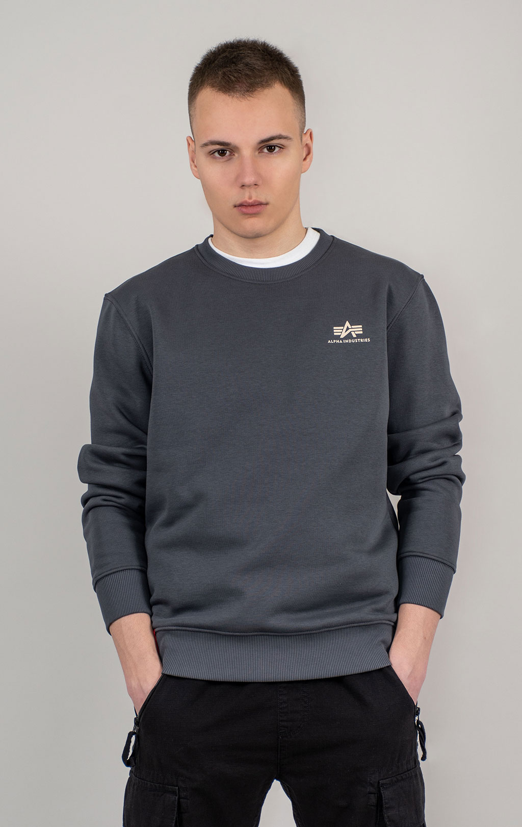 Свитшот ALPHA INDUSTRIES BASIC SWEATER SMALL LOGO greyblack 
