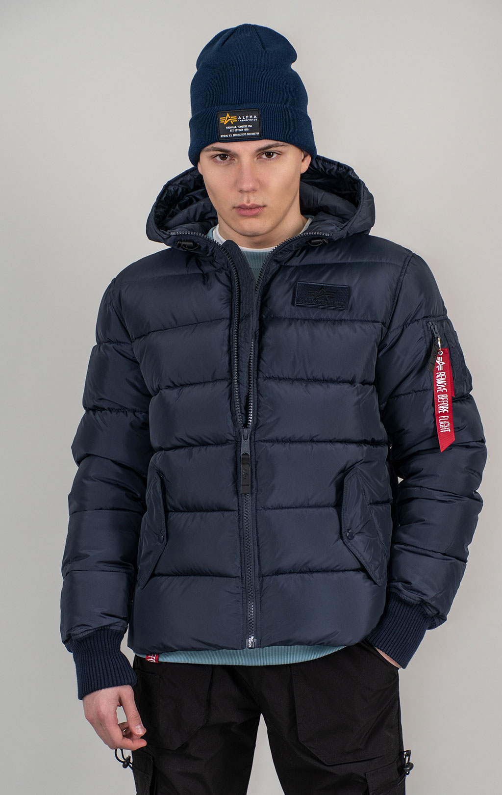 Куртка ALPHA INDUSTRIES HOODED PUFFER ALPHA FD rep. blue 