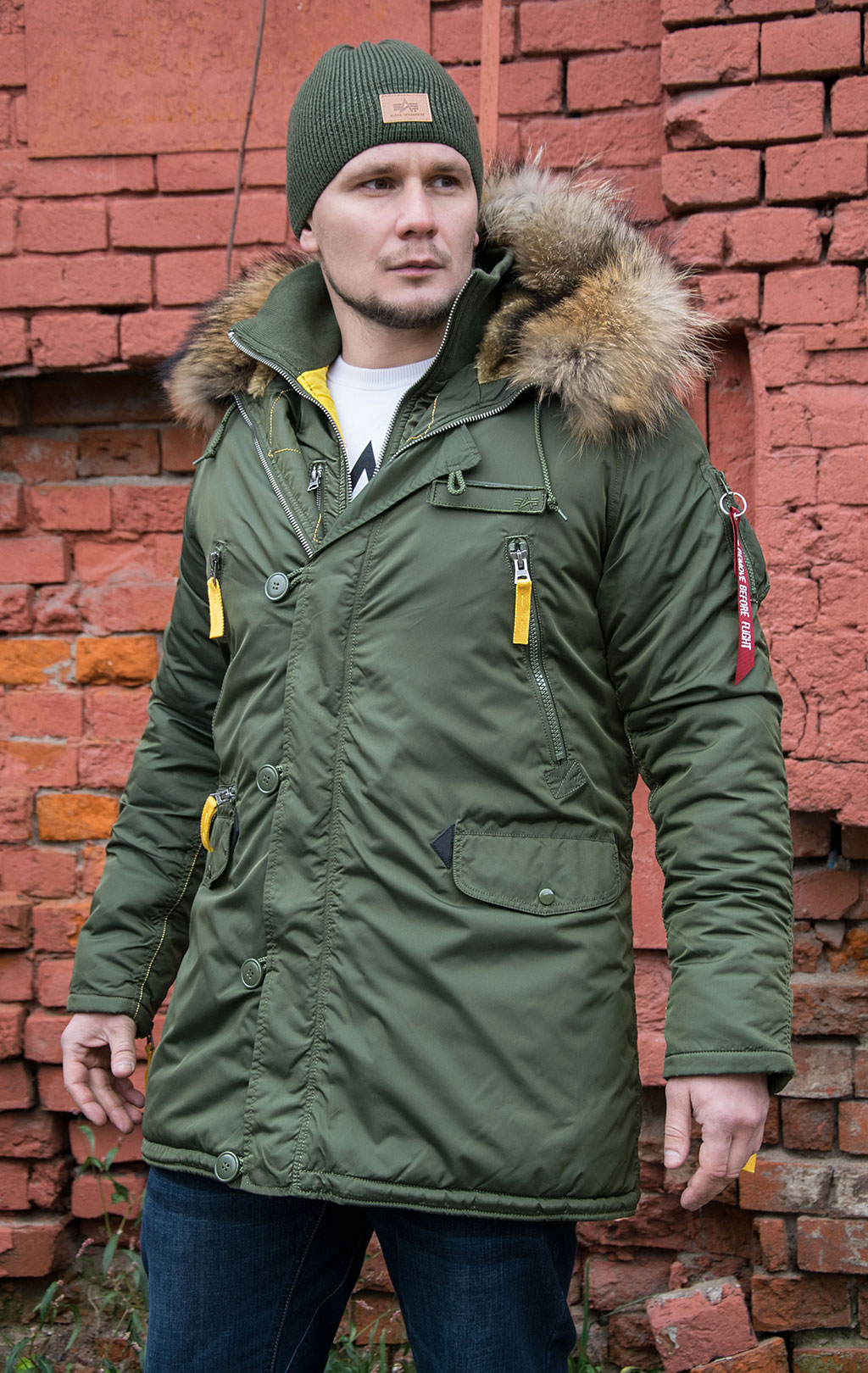 Аляска ALPHA INDUSTRIES N-3B PPS натур. мех dark green 