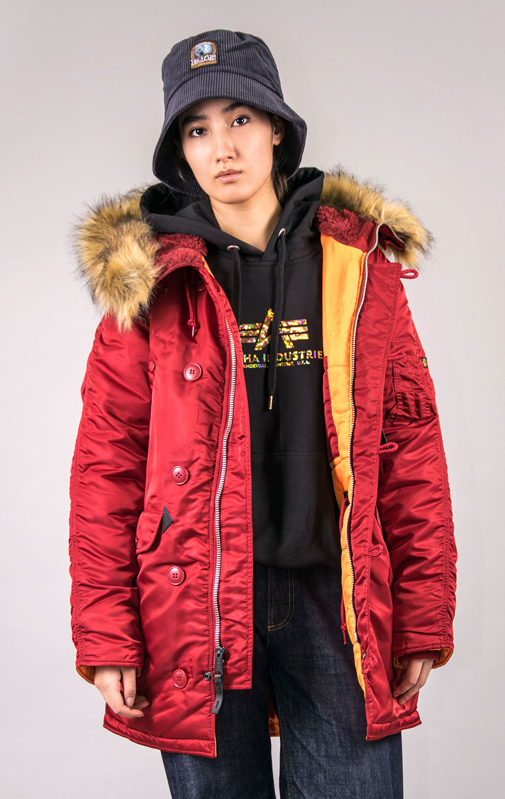 Женская аляска ALPHA INDUSTRIES N-3B CLASSIC original fit commander red 