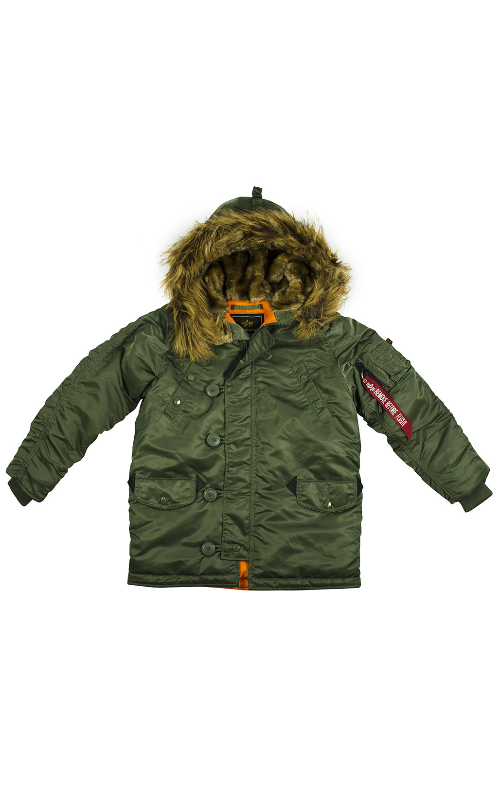 Детская аляска длинная ALPHA INDUSTRIES N-3B VF sage green 