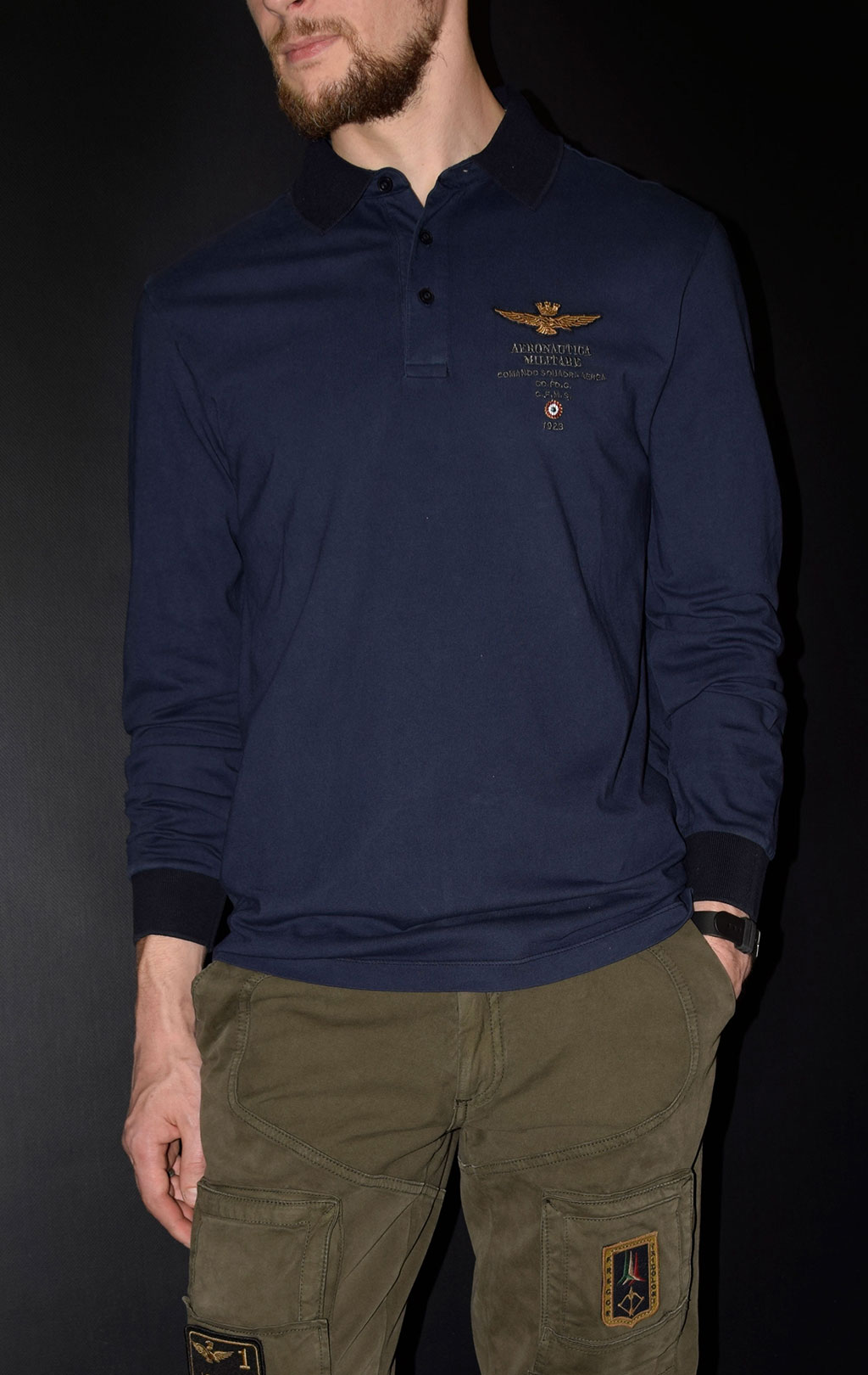 Поло-лонгслив AERONAUTICA MILITARE blue navy (PO 1267) 