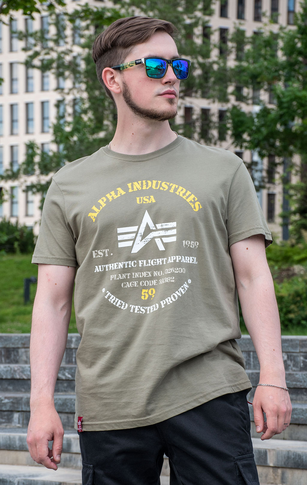 Футболка ALPHA INDUSTRIES AUTHENTIC PRINT olive 
