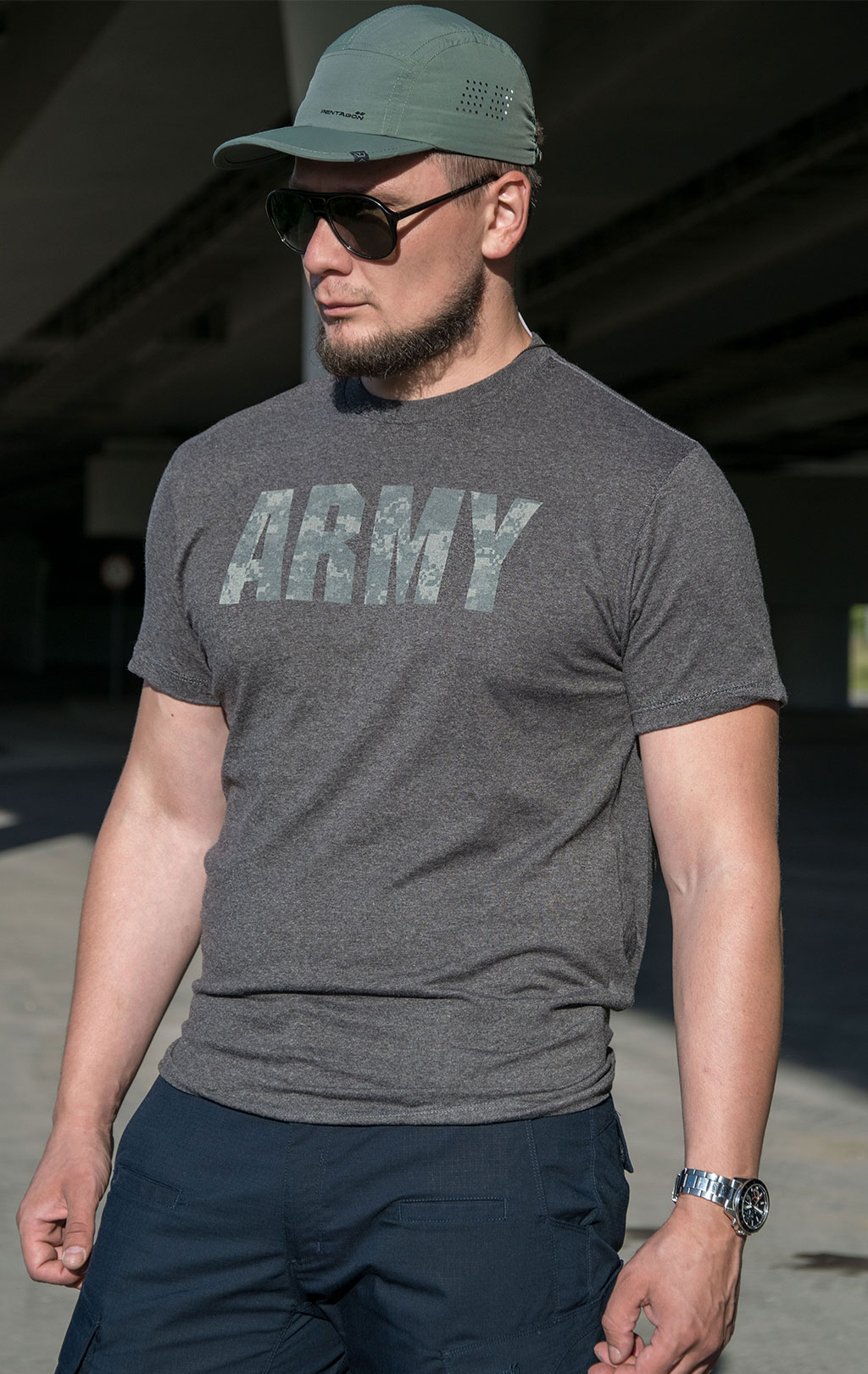 Футболка спортивная ARMY хлопок/полиэстер acu print dark grey США