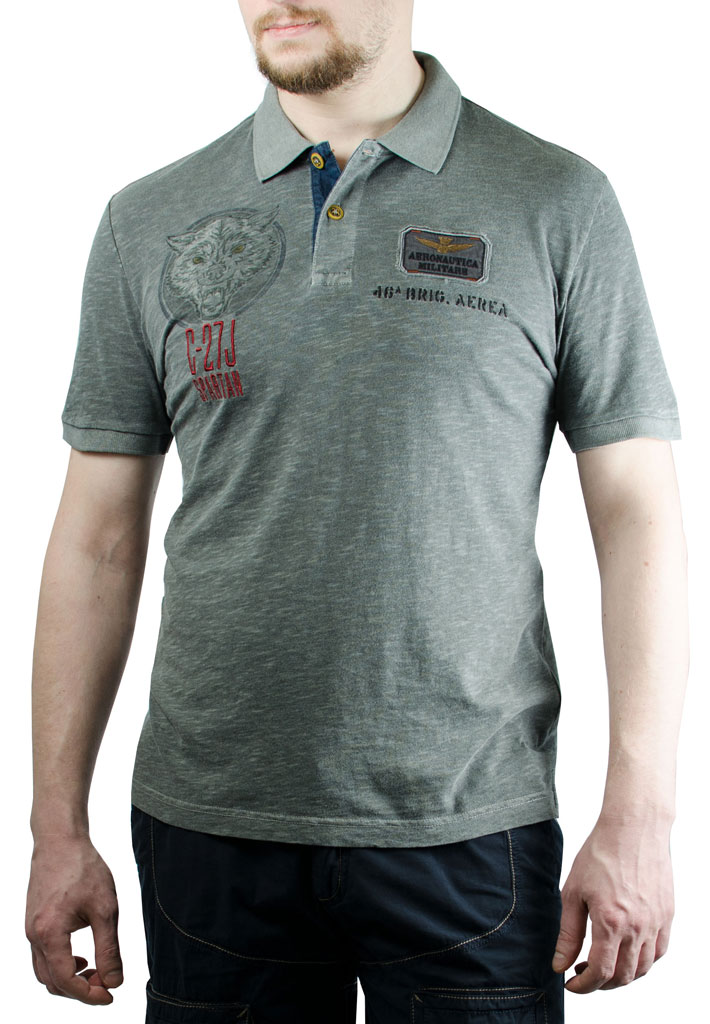 Футболка-поло AERONAUTICA MILITARE grigio scuro (PO 1139) 