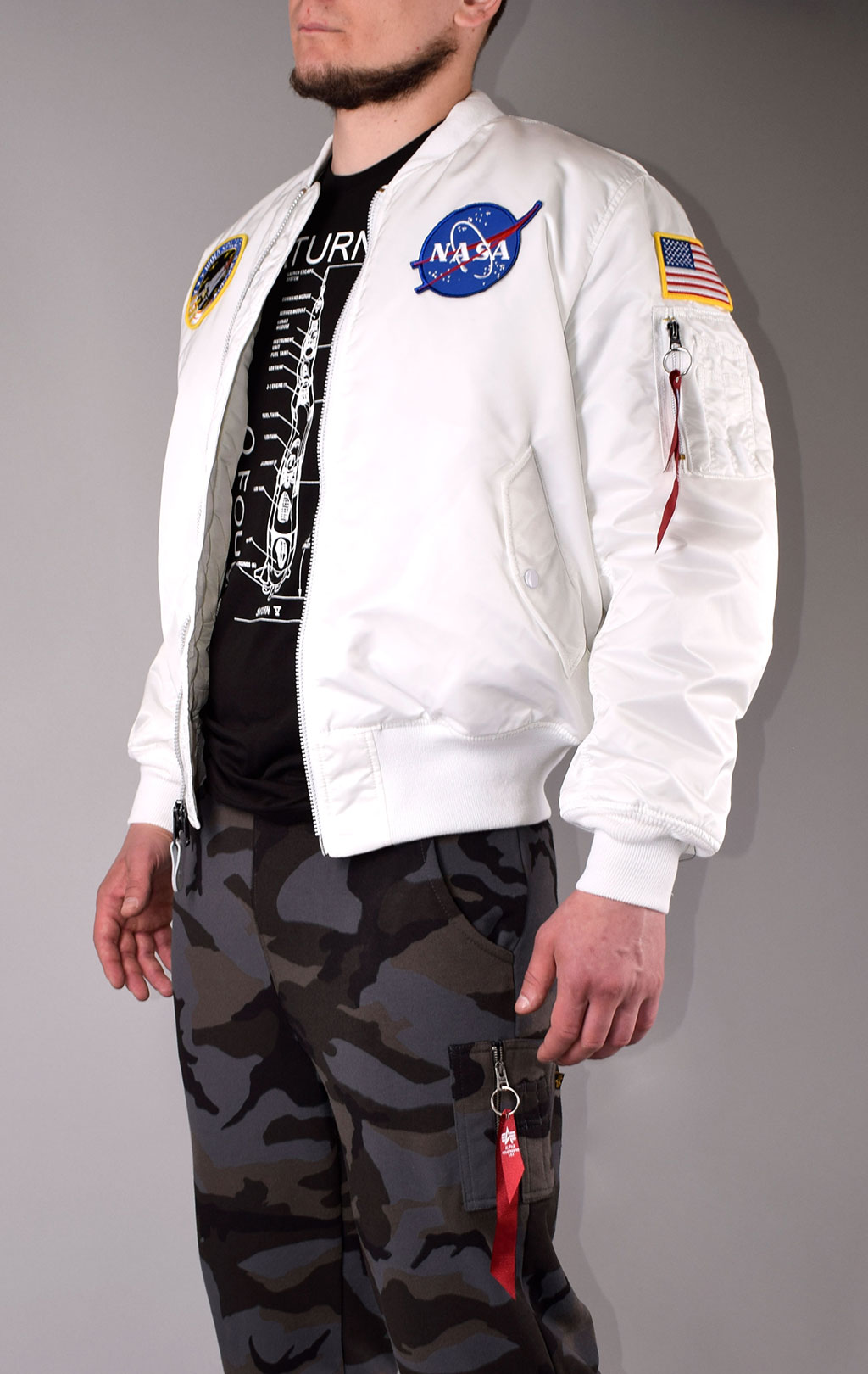 Бомбер ALPHA INDUSTRIES MA-1 original fit NASA white 