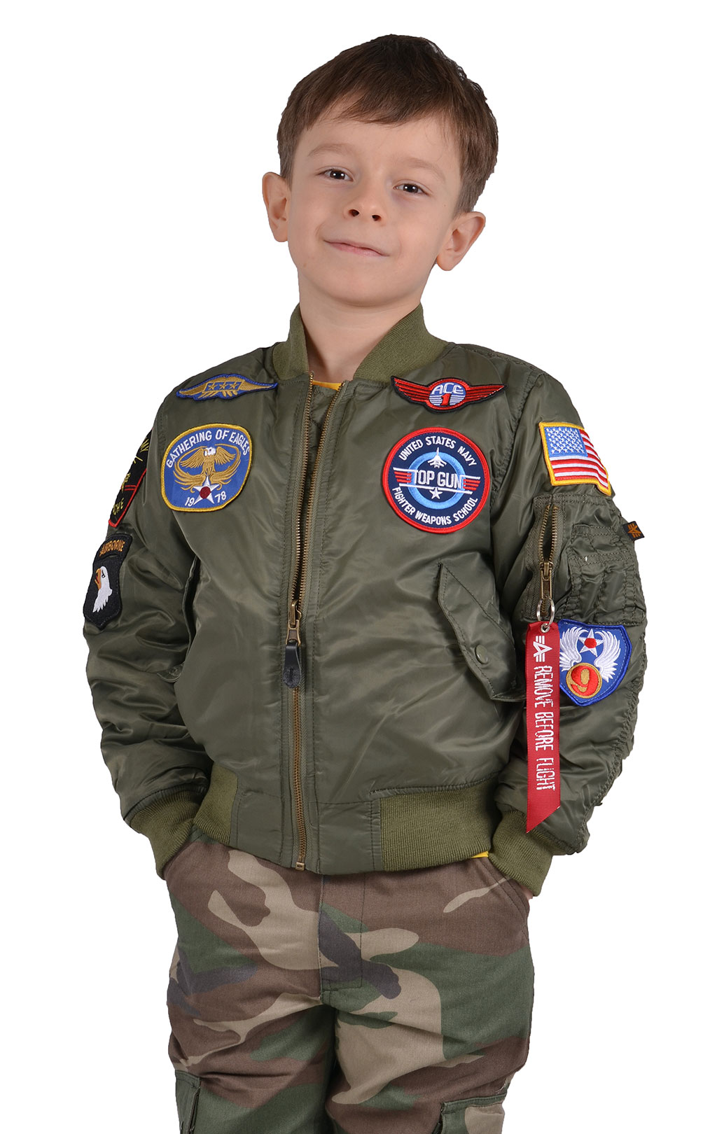 Детская куртка-бомбер лётная ALPHA INDUSTRIES MA-1 Youth Patch Kids sage green 