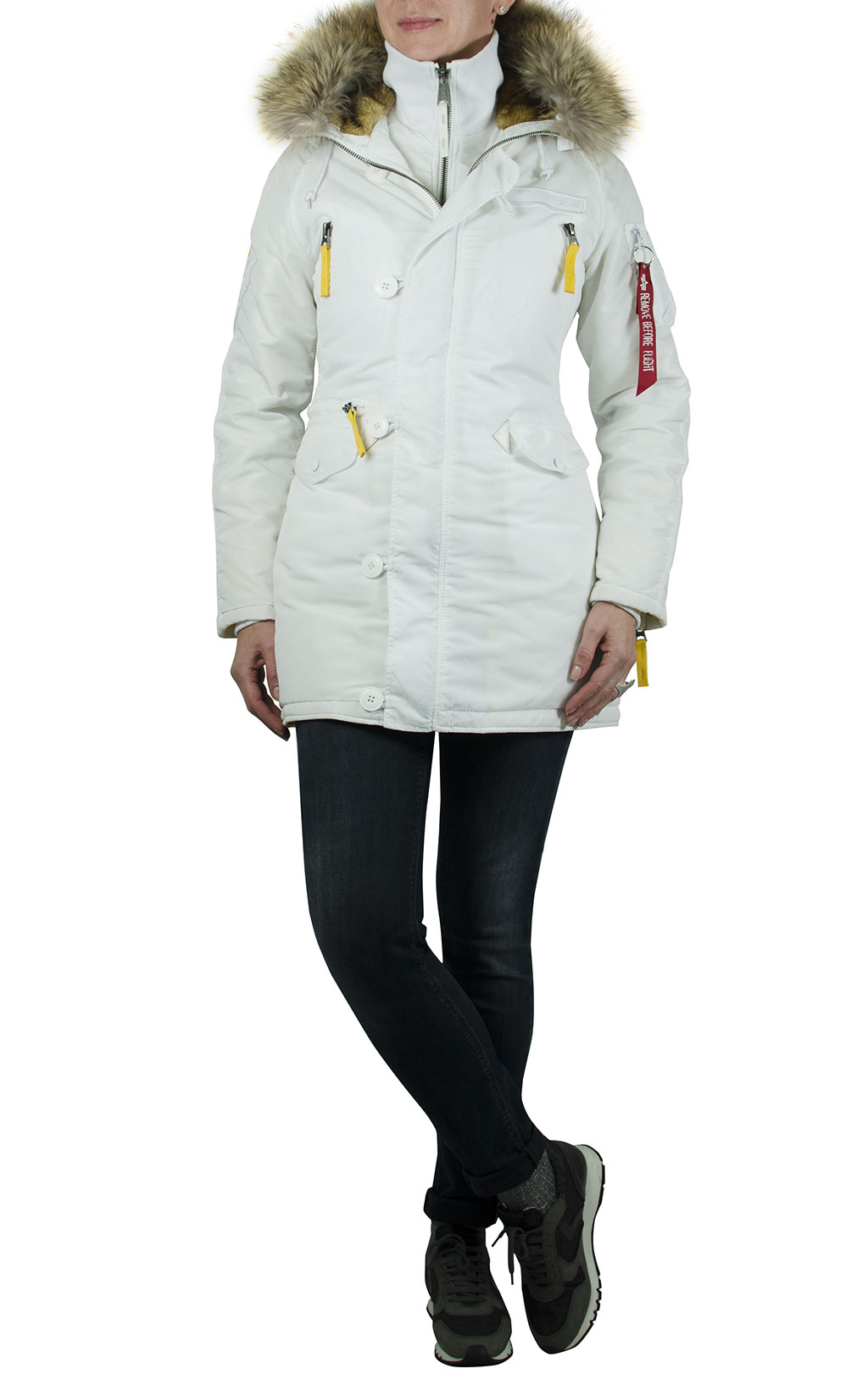 Женская аляска ALPHA INDUSTRIES N-3B PPS натур. мех white 