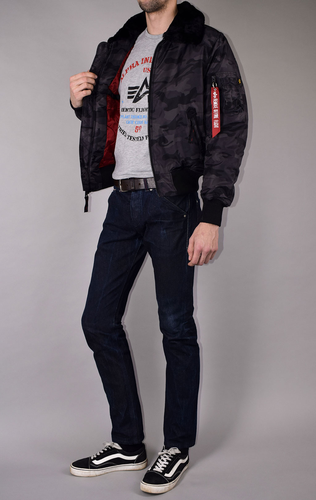Куртка-пилот ALPHA INDUSTRIES INJECTOR-III black camo 
