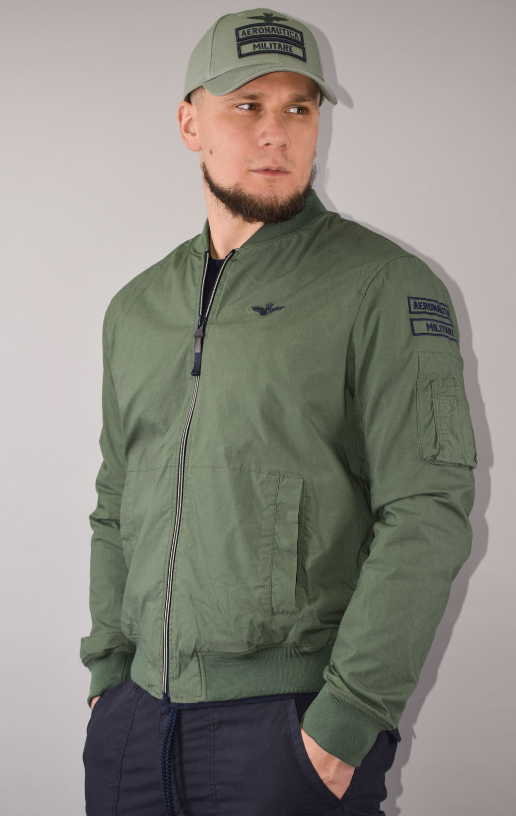 Ветровка-бомбер AERONAUTICA MILITARE SS 23 m/TR verde militare (AB 2053) 