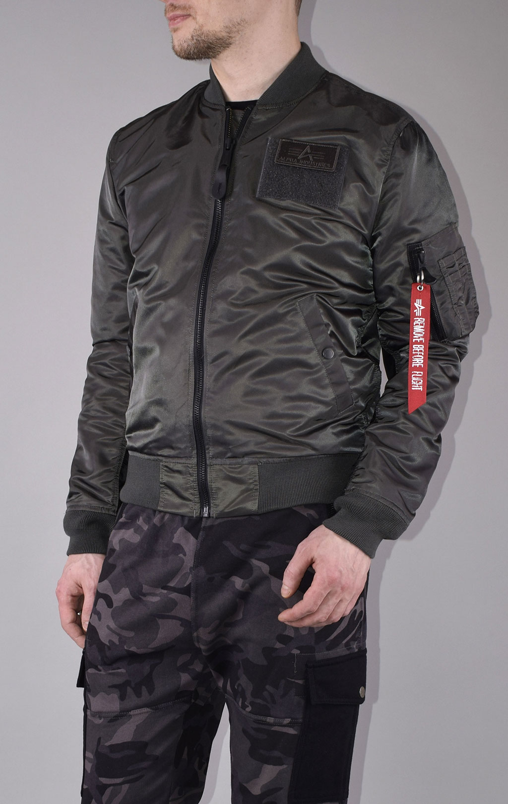 Ветровка-бомбер ALPHA INDUSTRIES MA-1 TT CUSTOM greyblack 