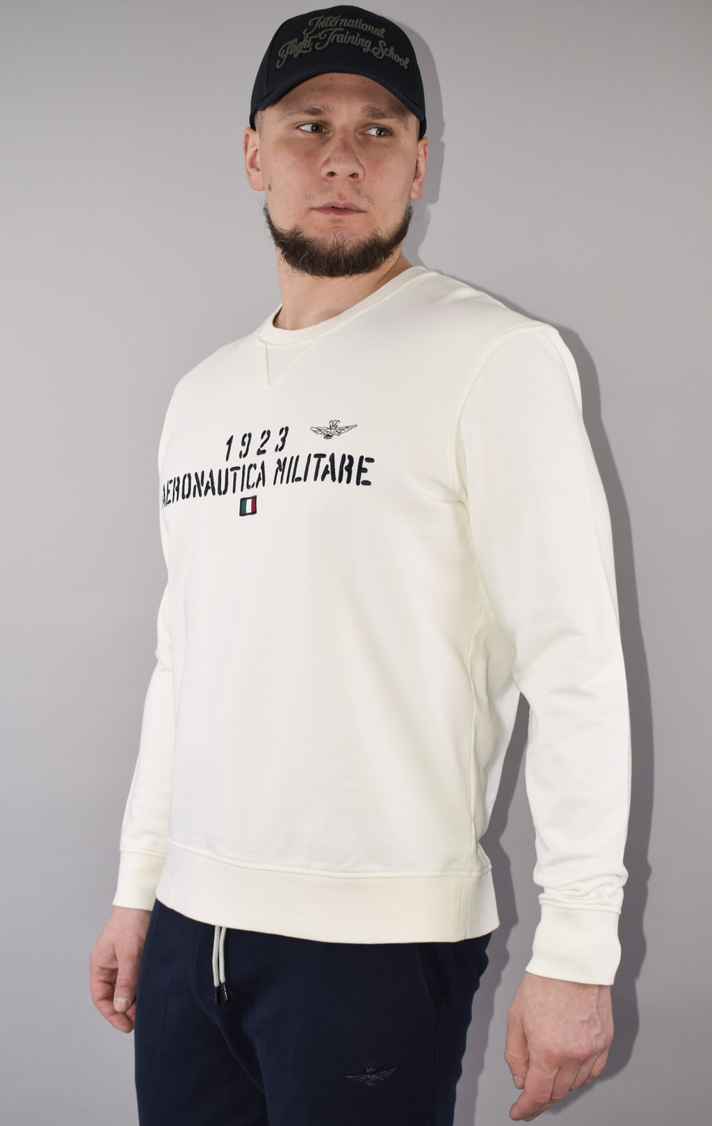 Свитшот AERONAUTICA MILITARE SS 23/TR bianco panna (FE 1746) 