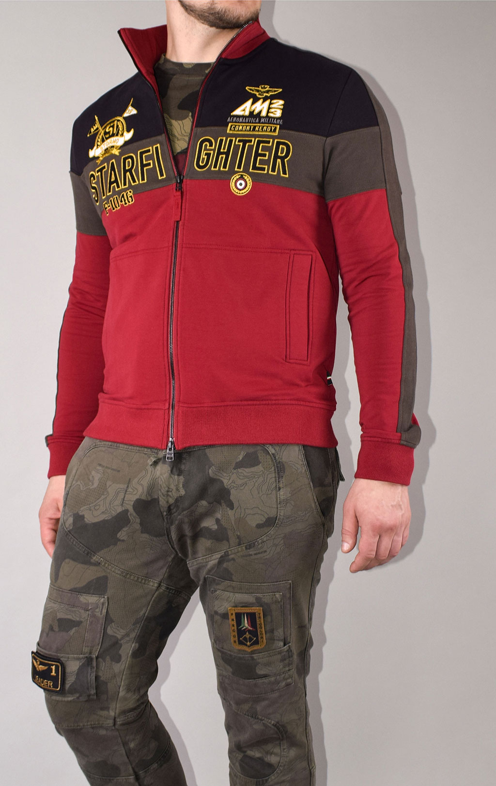 Олимпийка AERONAUTICA MILITARE FW 20/21/TR rosso/black/verde scuro (FE 1524) 