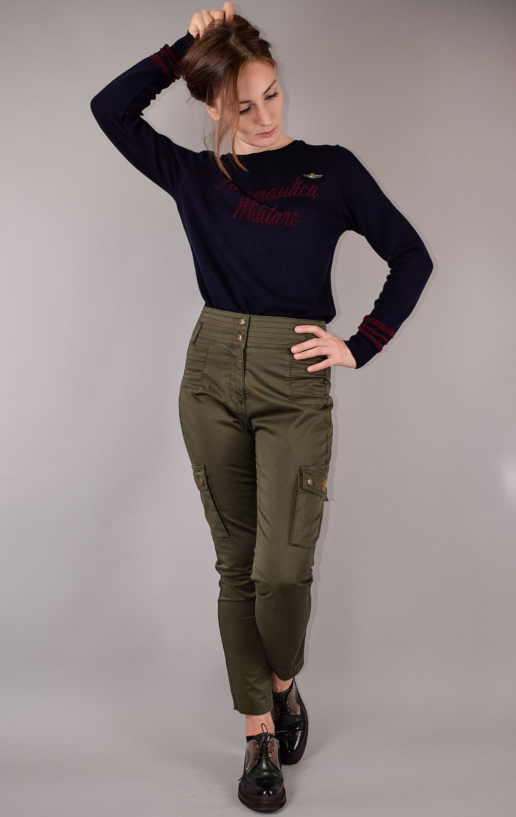 Женские брюки-карго AERONAUTICA MILITARE verde militare (PA 1313) 