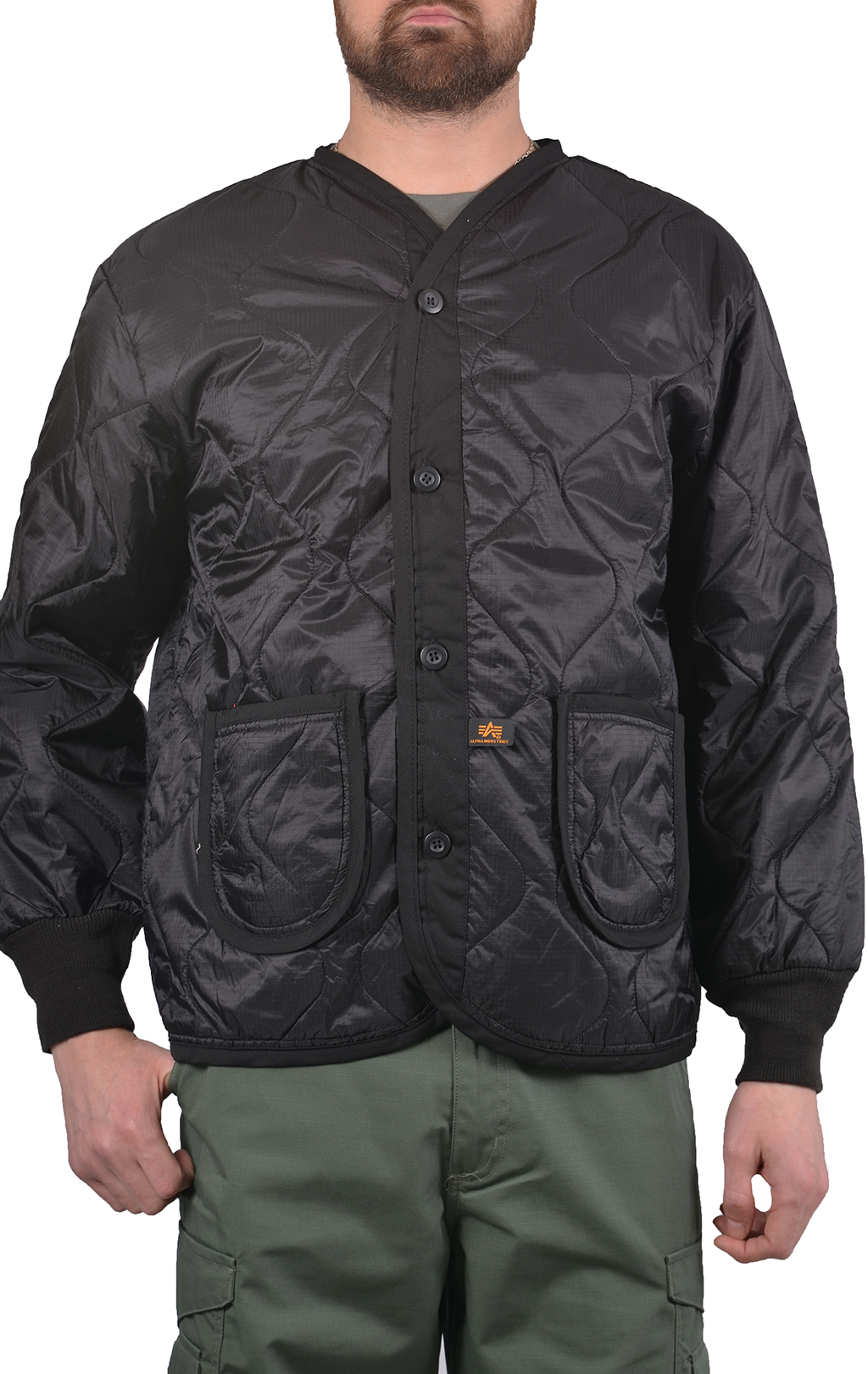 Куртка-подстёжка ALPHA INDUSTRIES M-65 CLASSIC big size с карманами и манжетами black 