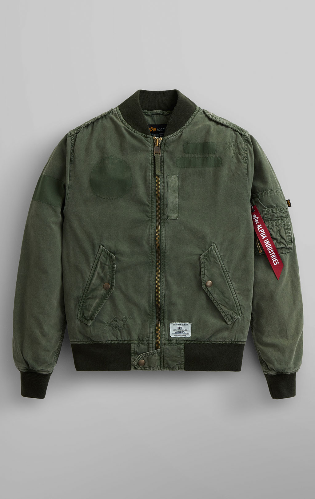 Женский бомбер-ветровка ALPHA INDUSTRIES L-2B RIP AND REPAIR FLIGHT JACKET SS 24 m OG-107 green 